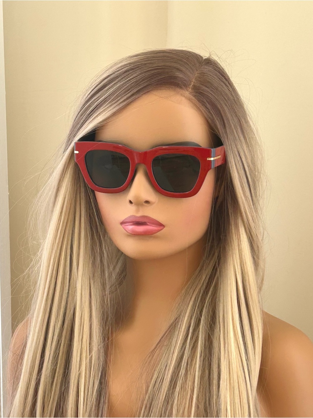 Free People Jackson Two Tone Red/Blue Square Sunglasses NWT